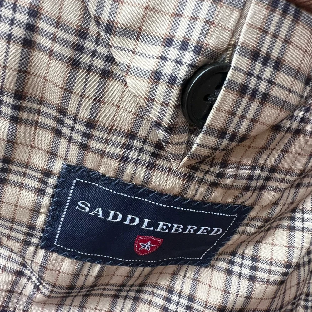 SADDLEBRED Black Corduroy Plaid Lining SPORT COAT Jacket Mens 44 R